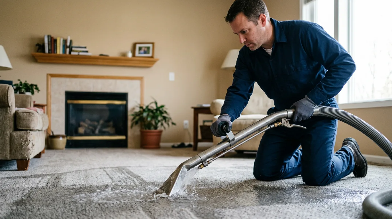 Water damage restoration technician working near Leonard, MI